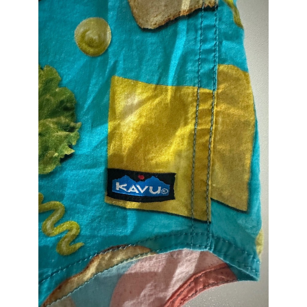 Kavu Girl Party Bologfu Sandwich Print Short Sleeve Button Up Shirt Sz M Foodie - Picture 6 of 12